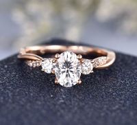 2CTW Oval Cut Moissanite Engagement Ring Three Stone Half Eternity Infinity Band