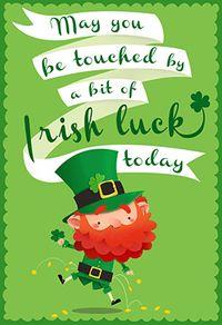 "Touched by abitof irish luck" printable card. Customize, add text and photos. print for free! #St. Patrick's day  #Card