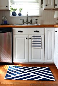 simple pretty kitchen, DIY painted rug