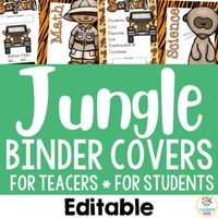 Bring the jungle safari theme into your classroom organization and even your lesson planning with these EDITABLE binder covers for both students and teachers. These printable binder covers slip in to the front of any binder and help you to organize lesson plans, grades, and resources for content areas.Find 10 pre-made covers (each one is also editable):Student "Safari" Binder Cover (Students And Families Are Responsible & Informed)Grade Book CoverLesson Plan CoverSubject Covers (Math, Scienc