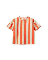 A versatile, statement piece with substance, style and comfort. The vertical striped T-Shirt is a playful and bold garment, designed in distinctive colorways of Green/Orange and Red/Blue. A perfect staple for effortless, cool dressing. Exceptionally soft, the shirt is made from Tencel™ fabric that is produced by environmentally responsible processes from the sustainably sourced natural raw material wood.