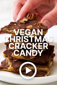 Just 4 ingredients, super easy to make, this Vegan Christmas Cracker Candy is the perfect treat for your holiday celebrations! Crunchy, chocolatey, sweet, and salty, it's insanely yummy- trust me when I say, this dessert with be the star of the show!