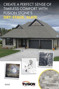 Create a perfect sense of timeless comfort with the rich, warm greys and whites of our Dry-Stack stone in the colour Slate. ​ Explore the natural look of our Dry-Stack stone: https://fusionstone.ca/en/dry-stack/