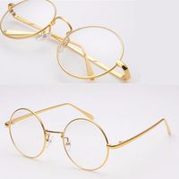 GOLD Metal Vintage Round Eyeglass Frame Clear Lens Full-Rim Glasses