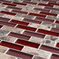 Merola Tile, Tessera Subway Bordeaux 11-3/4 in. x 11-3/4 in. x 8 mm Glass and Stone Mosaic Wall Tile, GITMBSW at The Home Depot - Mobile