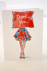 Thank You Cards: Red and Blue Floral