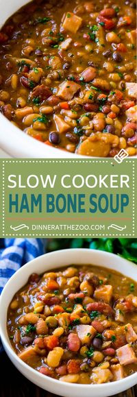 Slow Cooker Ham Bone Soup | Ham and Bean Soup | Ham Bone and Bean Soup | Ham Soup | Leftover Ham Recipe