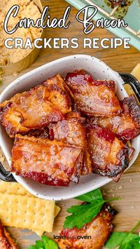 Buttery club crackers are topped with thick cut bacon, and a seasoned brown sugar topping that’s baked to perfection in under 30 minutes!