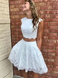 White Lace Homecoming Party Dress  SKU: 40007347 #backtoschool #homecoming #dress #girl #party