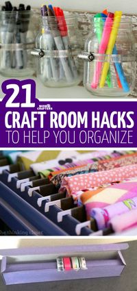 Click for craft room organization tips, hacks, and solutions that you can DIY! These cool scraft supplies storage ideas are perfect for organizing your craft room. #craftroom #organization #crafts