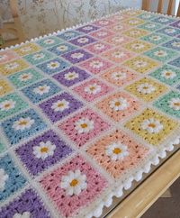 Blanket Crochet PATTERN Daisy Dreams Rainbow 25 Page PDF E-book US Crochet Terms Easy Beginner Step by Step Tutorial English Language - Etsy