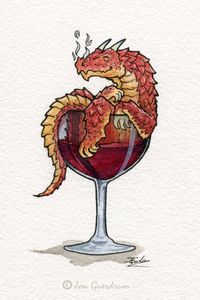 Dreaming Dragon Red Wine, Drinking Buddy, Art Print