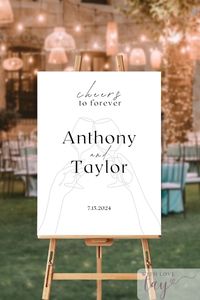 Set the tone for your perfect outdoor wedding with this elegant, customizable wedding welcome sign. The design makes it ideal for any ceremony. Easily personalize the couple’s names and date for a truly unique touch. This instant download Canva template is perfect for brides looking to save money through DIY and print-at-home wedding signage.  #WeddingWelcomeSign #OutdoorWedding #PersonalizedWeddingDecor #EditableWeddingTemplate #DIYWedding #GardenWeddingIdeas #ElegantWeddingSign