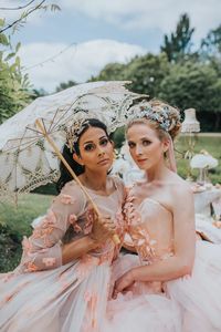 bridgerton wedding - whimsical wedding - pink wedding dress - vintage wedding - unique bridal wear - unique bridal accessories