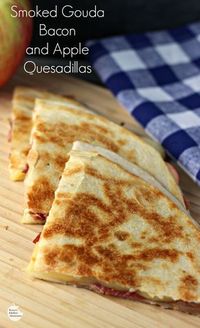 Smoked Gouda, Apple and Bacon Quesadillas | by Renee's Kitchen Adventures - Quick and easy recipe for quesadillas that kids and adults alike will love! Sweet, salty and smoky in every bite!