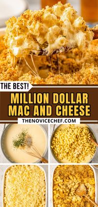 This lusciously creamy million dollar mac and cheese casserole is made with 3 different types of cheese and a crispy, buttery panko topping. This baked mac and cheese recipe is so incredibly good, everyone will be going back for seconds! You can even make it a one-pot recipe by using a Dutch oven!