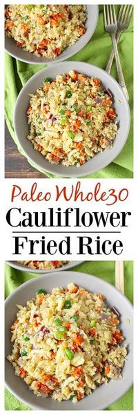 Paleo Cauliflower Fried Rice- a delicious, healthy alternative to the popular dish. Gluten free, Whole30, low carb and packed with flavor!