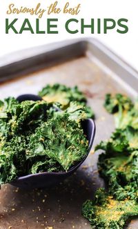 KALE CHIPS. Get excited. These ones are seriously the best! So flavorful and crispy. Vegan, Paleo and Whole30 compliant. | Kale Chips | Easy Kale Chips | Kale Recipe Ideas | Snack Ideas | How to Make Kale Chips || Fit Mitten Kitchen #kale #paleo #snacks #whole30 #fitmittenkitchen