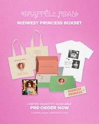 promo for chappell roan's 'the rise and fall of a midwest princess' merch. (via chappell's twitter)

august 2nd, 2023