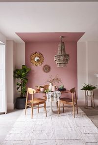 If you don’t fancy painting the whole ceiling, go for colour blocking like this idea from Dulux . Paint - Pressed Petal