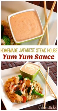 Homemade Yum Yum Sauce: you know that white sauce that is served with fried rice at Japanese Steak House restaurants? THIS IS IT!