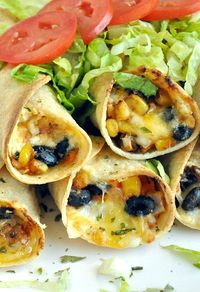 Baked Black Bean + Sweet Potato Flautas by peasandcrayons #Flautas #Black_Bean #Sweet_Potato