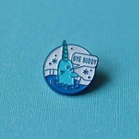 Bye Buddy Narwhal Enamel Pin, Christmas Pin, Elf Movie Pin, Narwhal Pin, Christmas Gift, Lapel Pin