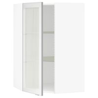 SEKTION Corner wall cabinet with glass door, white, Jutis frosted glass, 26x15x40" - IKEA