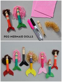 Peg Mermaid Dolls for kids to create                                                                                                                                                      More