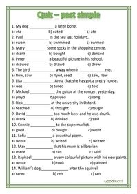 Quiz Past Simple - English Esl Worksheets For Distance Learning And