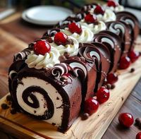 🎂🍒🍫 Elegant Black Forest Roll Cake 🎂🍒🍫... - Nonna's Italian recipes | Facebook