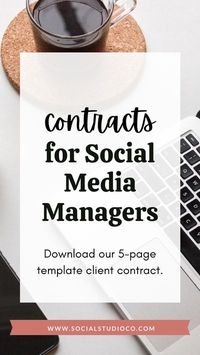 Set up a social media manager client contract to wow your freelance clients and cover your business legally. Use the social media manager contract template, determine your social media manager pricing, and find some free social media management tools, and you'll be good to go for your first freelance client. #socialmediamanager #freelancer #entrepreneur #workfromhome