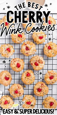 Our cherry wink cookies are sweet and crunchy with delicious bursts of cherries in every bite.