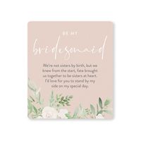 Perfect for a bridesmaid proposal gift. With an elegant design and a heartwarming message, this is great for asking your dear friend the question "Will you be my bridesmaid?" The verse features the heartfelt words: "Be my bridesmaid. We're not sisters by birth, but we knew from the start, fate brought us together to be sisters at heart. I'd love for you to stand by my side on my special day."Size: 12 x 0.5 x 14cmDetails: Ceramic verse with stand and hook for hanging. This is available for Austra