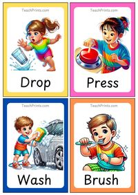 Get your printable free verbs flashcards now! Perfect homeschool, kindergarten and pre-k literacy learning resources totally free!