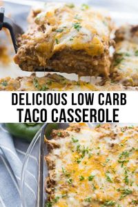 This baked taco casserole recipe is made with salsa, ground beef, cauliflower rice, and cream cheese. It is gooey, melty and layered with tortillas and topped with shredded cheese! The perfect freezer meal for dinner meal prep!