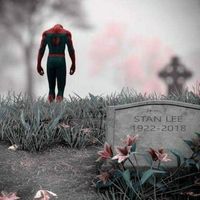 Spider-Man walking away from Stan Lee's gravestone - artist unknown