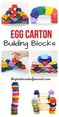 Egg Carton building blocks for kids - Engineering & STEM activities - kid's arts, crafts, learning & activities with recyclables