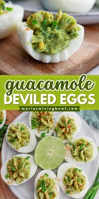 These Guacamole Deviled Eggs are a great twist on the classic! This simple tailgating recipe is an easy game day food in under 30 minutes. Delicious and fun to eat, these avocado deviled eggs are one of the best football appetizers!