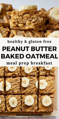 This soft and fluffy baked oatmeal recipe with peanut butter is the perfect healthy oatmeal breakfast! Made with simple ingredients, it's great for meal prep and tastes like peanut butter cake. Enjoy this nutritious, refined sugar-free and gluten free breakfast!