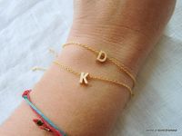 tiny letter initial gold or silver bracelet - personalized  A - Z on Etsy, $14.50