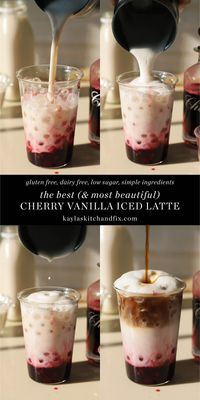 This Cherry Vanilla Iced Latte is the best coffee I have EVER had and it’s made simply at home using real food ingredients. Plus, can we take a moment for that color?!