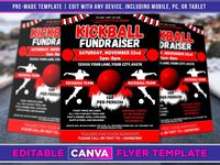 Introducing our energetic Kickball Fundraiser Flyer Editable Canva Template, perfectly sized in US Letter format. This template is designed to help you promote your upcoming kickball fundraiser with enthusiasm and style, attracting sports enthusiasts and supporters alike. With its vibrant imagery, dynamic colors, and professional layout, this editable Canva template is the perfect tool to showcase your kickball fundraiser in a visually captivating and enticing manner. The thoughtfully crafted design strikes a balance between informative content and energetic visuals, ensuring that your flyer effectively communicates the event details while capturing the excitement and spirit of the game. Using Canva's intuitive editing platform, you can effortlessly customize every aspect of the flyer to m