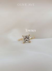 14K Yellow Gold | Townes features a charming princess center stone set in a traditional solitaire setting on a half round shank.