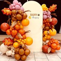 132Pcs Orange Yellow Brown 5/10/18inch Balloons Arch Garland Kit For Autumn Thanks Giving Day