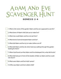 FREE Adam and Eve Bible Scavenger Hunt! Print and play this fun Bible Scavenger Hunt with your Children's Ministry, Sunday School, Christian School, or Homeschool. Kids can see how quickly they can search for different clues in the lives of Adam and Eve. This printable goes great with our Books of the Bible Children's Ministry Curriculum. Click the STOPWATCH to see more Bible Games For Kids!