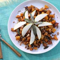 Sauteed Butternut Squash with Shaved Apple and Pecans by Kardea Brown