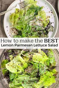 Easy lettuce salad recipe you'll be making on repeat! It takes 5 minutes and 7 ingredients, and you'll love the bold Parmesan and lemon flavors!