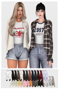 Find these stylish Sims 4 Oversized Shirt CC pieces at number 1u on my CC download list! Perfect for a relaxed, casual vibe, this set includes a chic oversized shirt and a matching tee accessory, offering endless layering possibilities. With plaid, neutral, and colorful swatches, you can mix and match for effortless looks. Ideal for standalone outfits or pairing with your favorite jeans! Plus, this list is packed with the best Sims 4 CC packs—clothes, furniture, accessories, and more to keep your game fresh and fabulous!