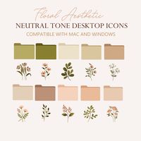 Desktop Icons , Desktop Wallpaper Organizer, MacBook Folder Icons, Mac Windows Beige Aesthetic Wallpaper